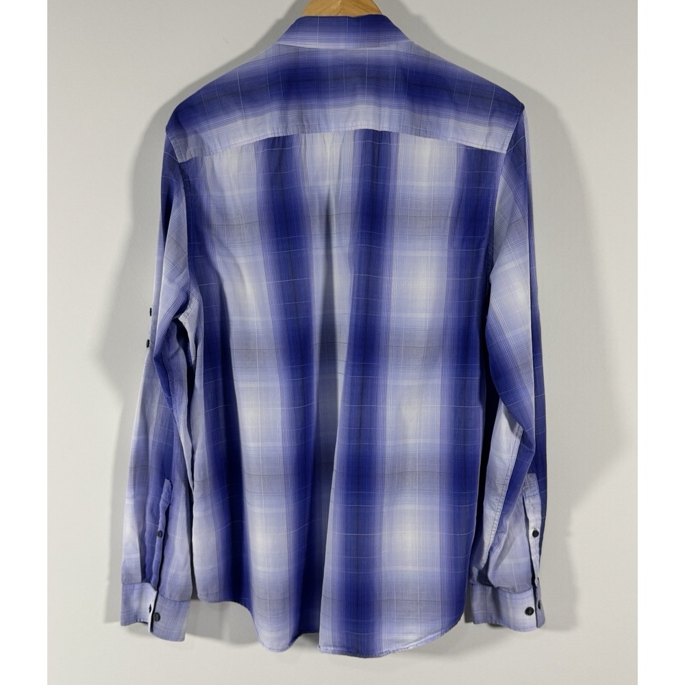 Calvin Klein Mens‎ Purple Plaid Button Down Shirt Cotton Tencel Long Sleeve L - Picture 2 of 13